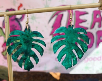 Monstera Leaf Earrings, plant earrings, plant jewelry, monstera jewelry
