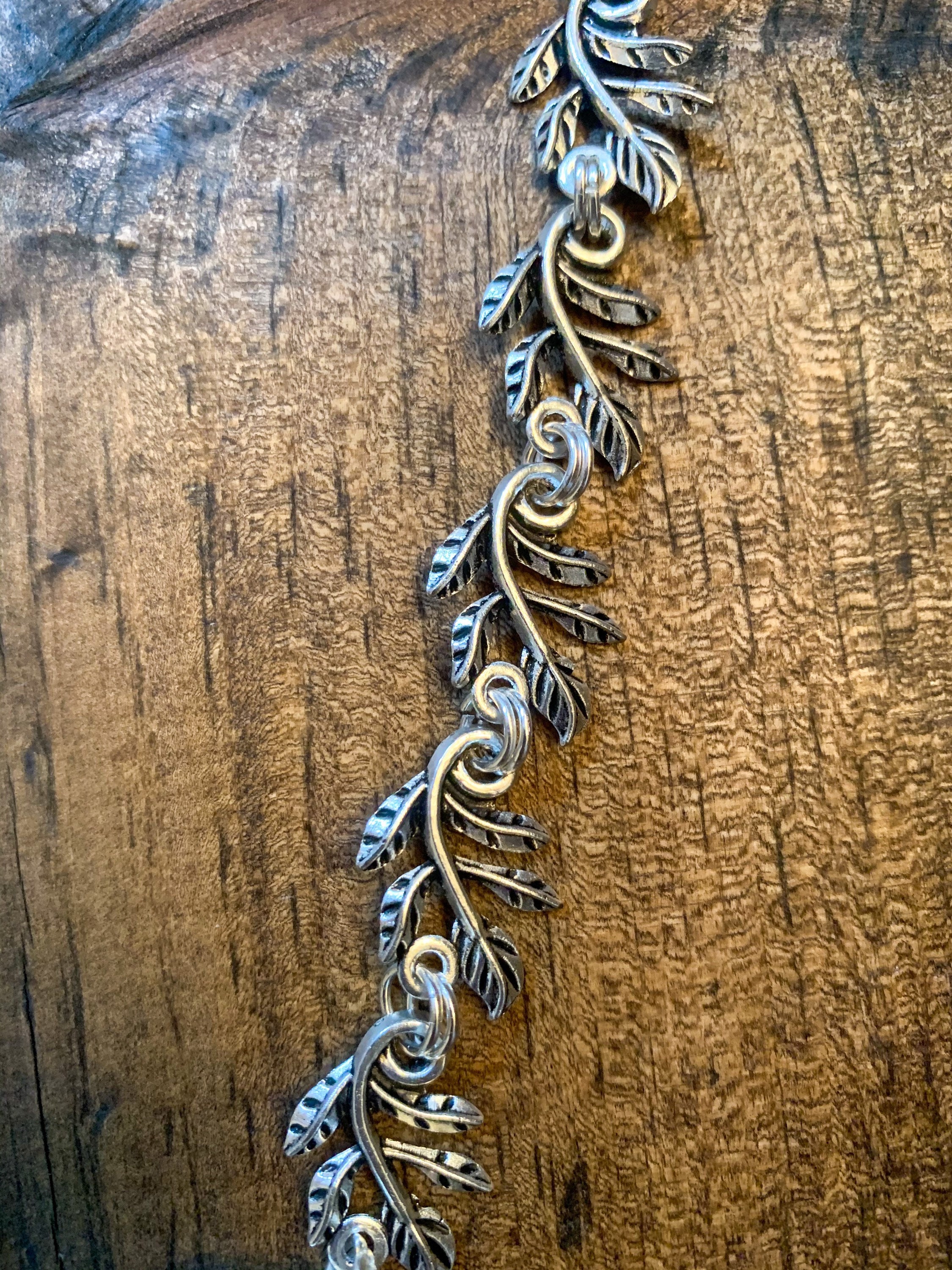 Silver Leaf Choker Dainty Vine Chain Adjustable Plant Necklace Etsy