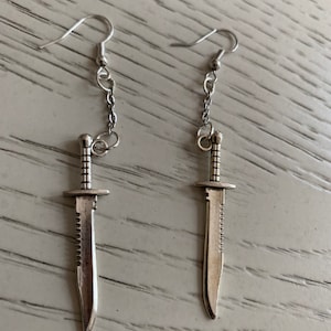 Knife Earrings, knives, silver knife earrings