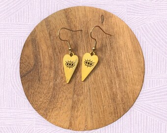Eye earrings, heart eye earrings, all seeing eye, mystical earrings