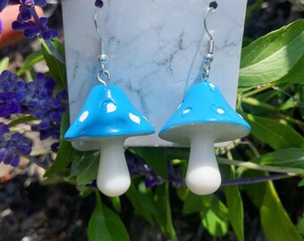 Mushroom Earrings, statement earrings, mycology, mushroom jewelry