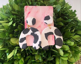 Cow earrings, polymer clay earrings, statement earrings, westernwear jewelry, cowgirl earrings