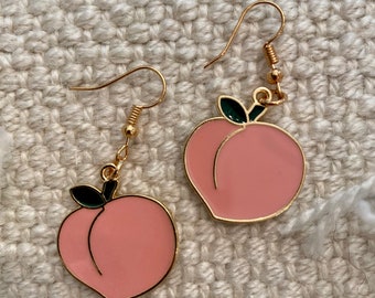 Peach earrings, fruit earrings, peaches, Georgia earrings