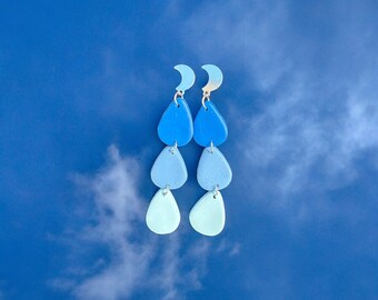 Raindrop Earrings, lunar earrings, celestial