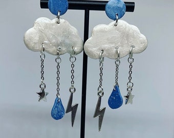 Cloud Earrings, stormcloud earrings, statement earrings