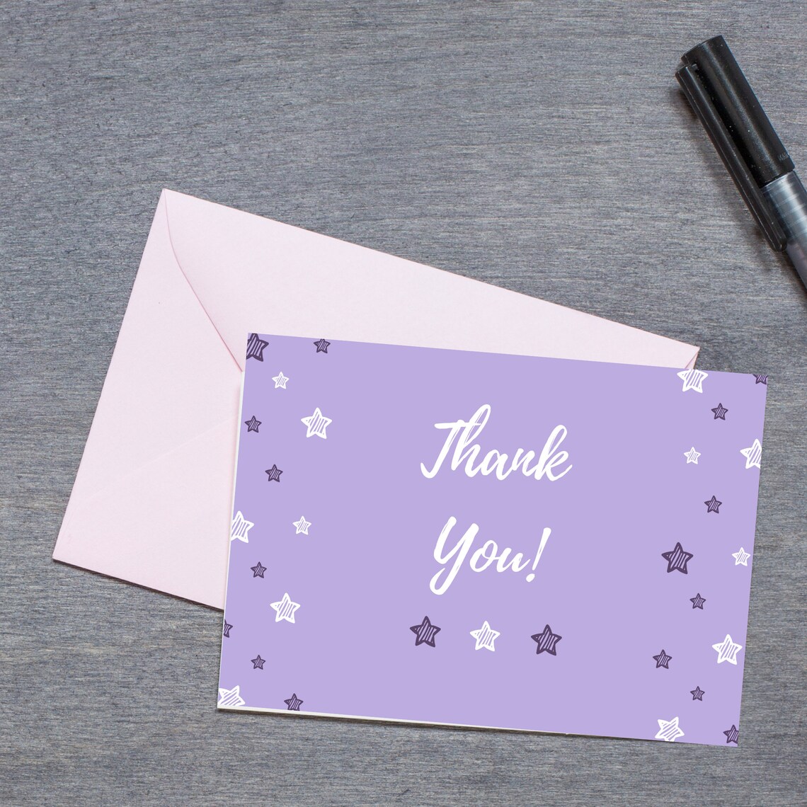 Printable Purple Star Thank You Card Instant Digital | Etsy