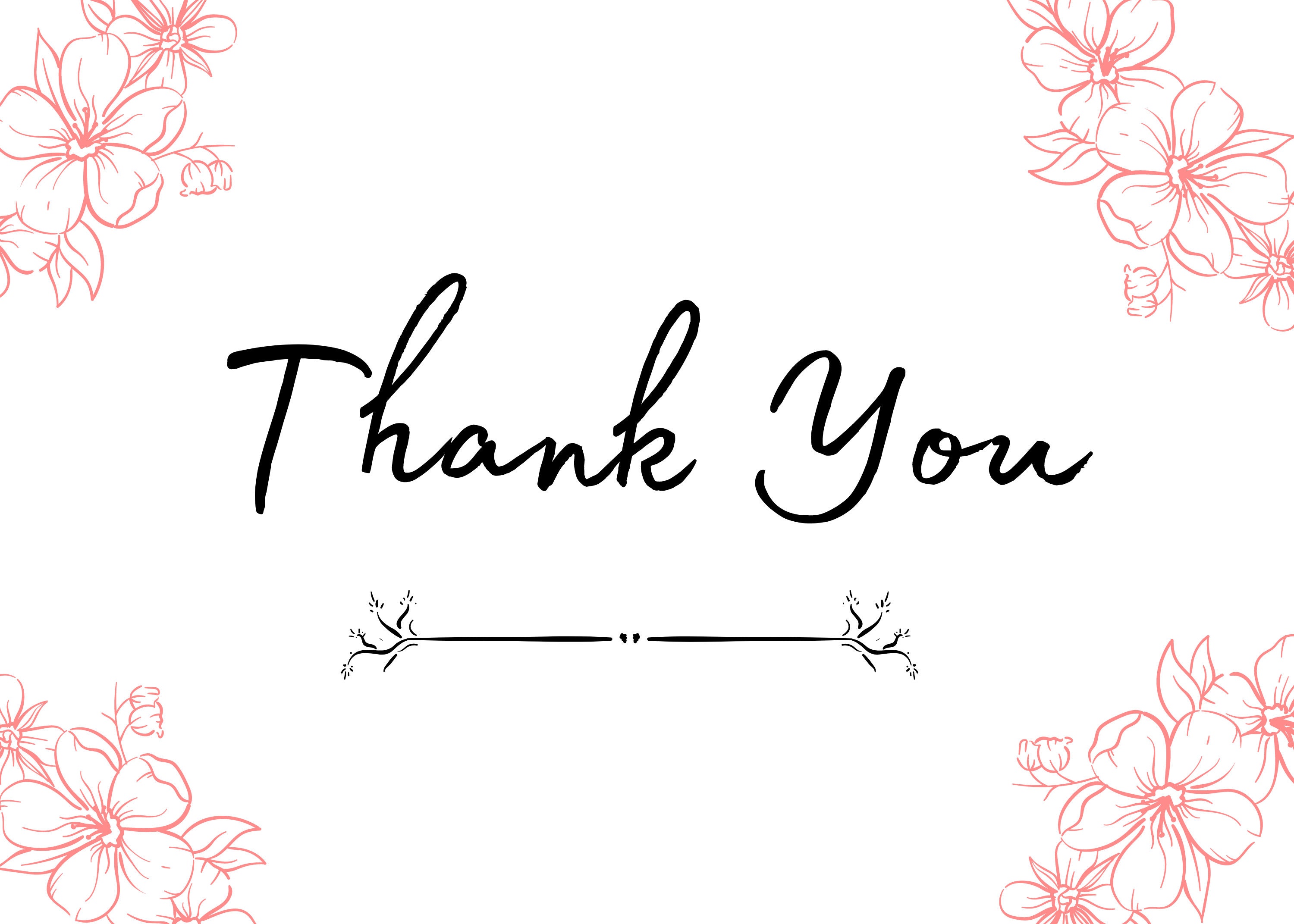 Printable Simple Pink Thank You Card Instant Digital Etsy