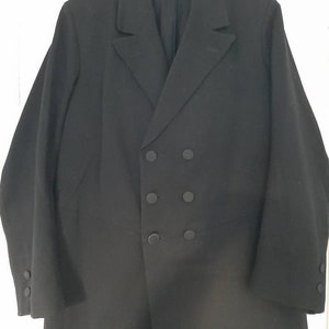 antique black SUIT*FROCHETTE from the tailor: coat+vest+trousers around 1900/1910 ... Victorian*Edwardian