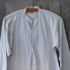RARE! antique German 1930/ 1940s MACO summer shirt*men&#39;s shirt*work shirt*pin collar shirt..light blue...light blue cotton shirt