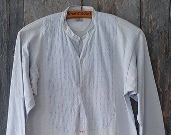 ZELDZAAM! antieke Duitse jaren 1930/jaren 1940 MACO zomershirt * herenshirt * werkshirt * pin-on kraag shirt... lichtblauw... lichtblauw katoenen shirt