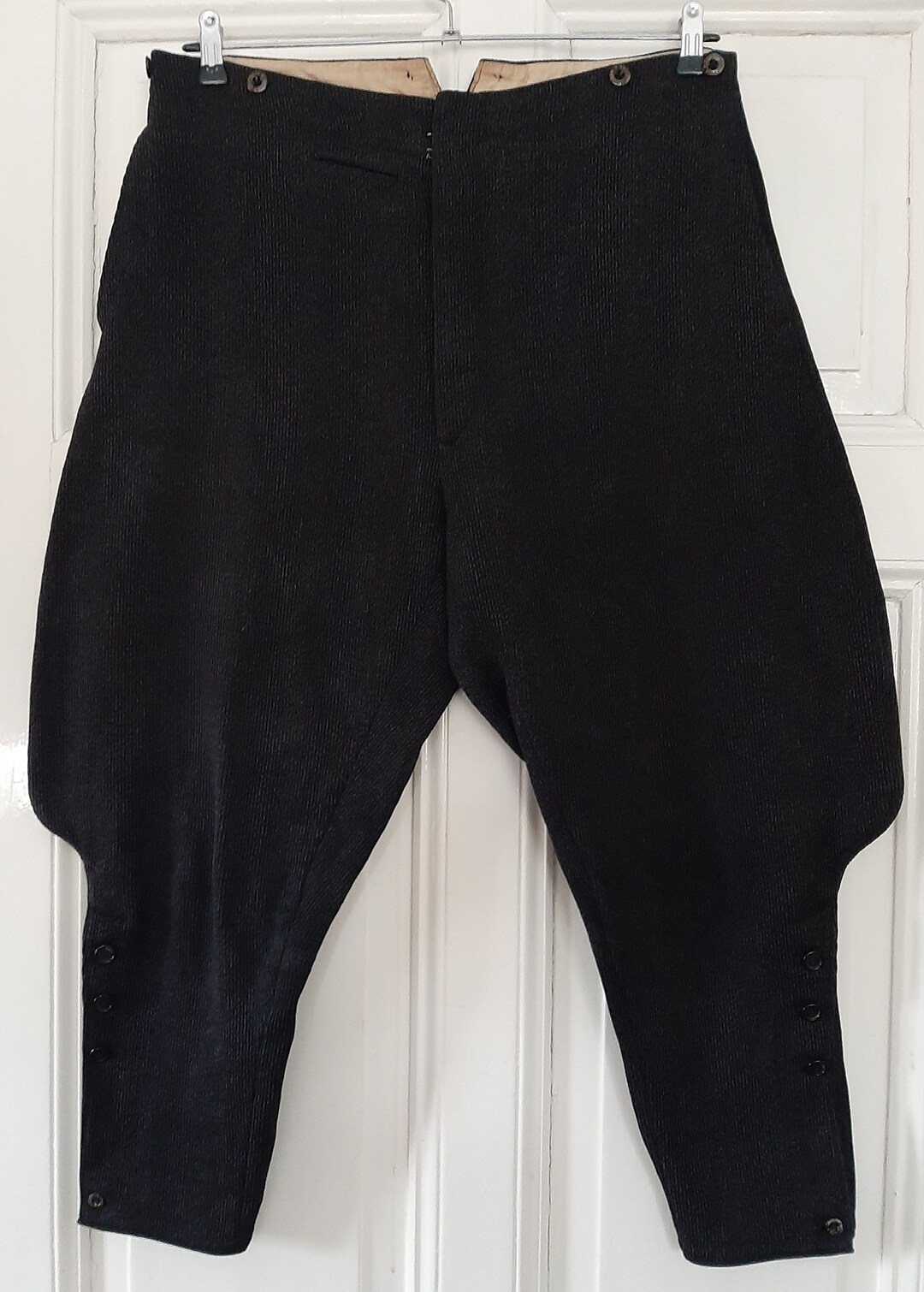 パンツ 1940s FRENCH VINTAGE PIQUE JODHPURS RARE! Antique German RIDING PANTS*BOOTS Made of Pique