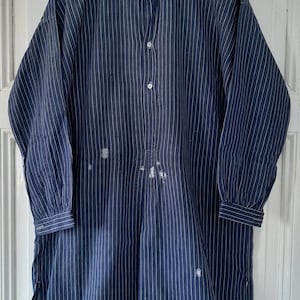 RARE! antique German 1920s/ 1930s men's shirt*work shirt*fisherman's shirt*butcher's shirt*stand-up collar shirt*blue and white striped shirt