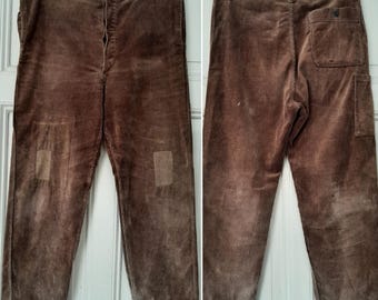 RARE! antique CORDUROY TROUSERS*MEN&#39;S TROUSERS*Work trousers*Worker&#39;s trousers*Craftsman&#39;s trousers
