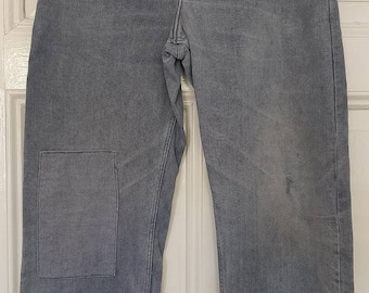 old German 1950s WORK TROUSERS*Worker pants*Industrial worker Pants*Craftsman Pants... sun-bleached cotton