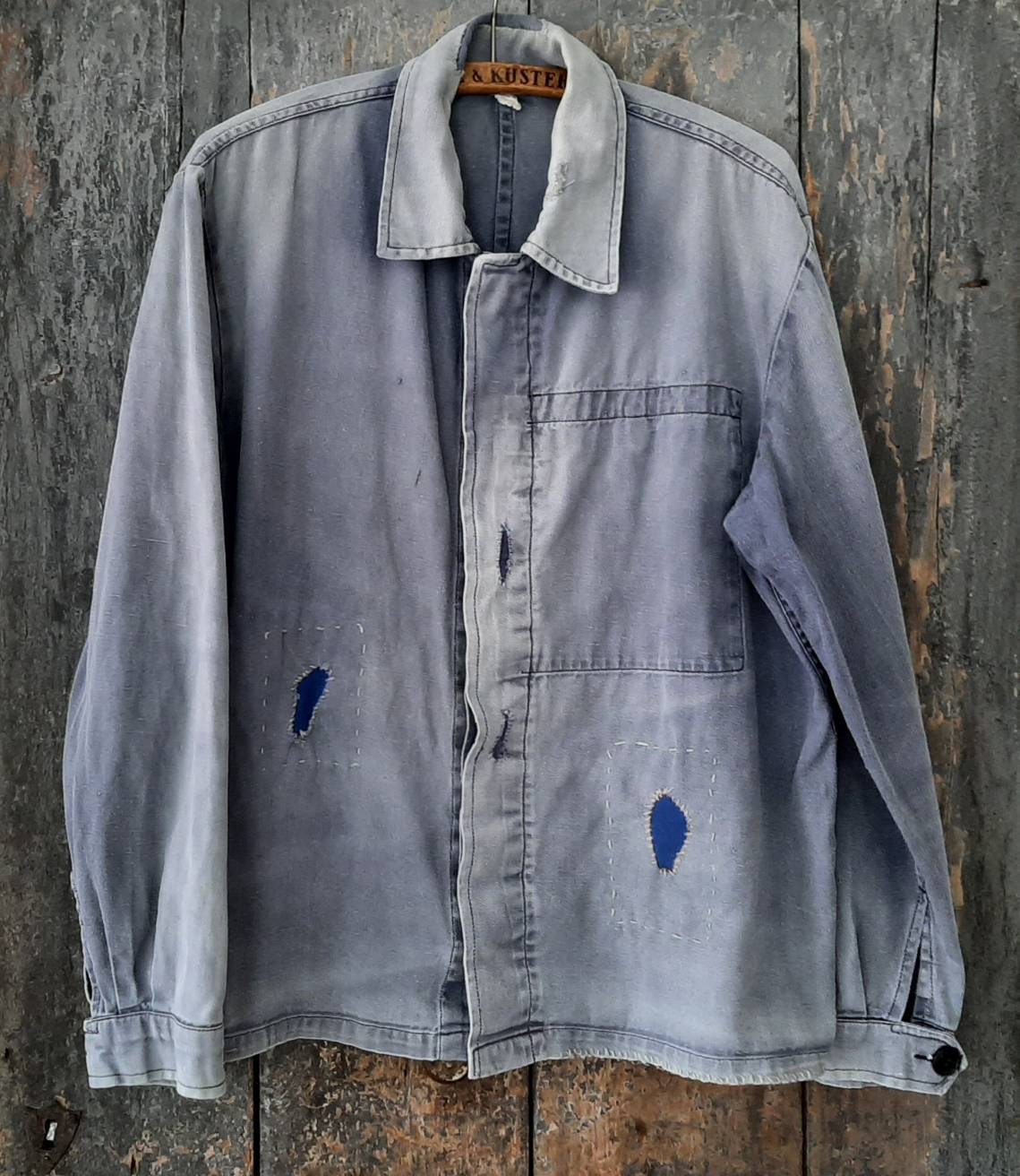 Old German 60s Blue Work Jacket*work Jacket, Colour-faded Old German 60s Blue Work Jacket*work Jacket, Colour-faded
