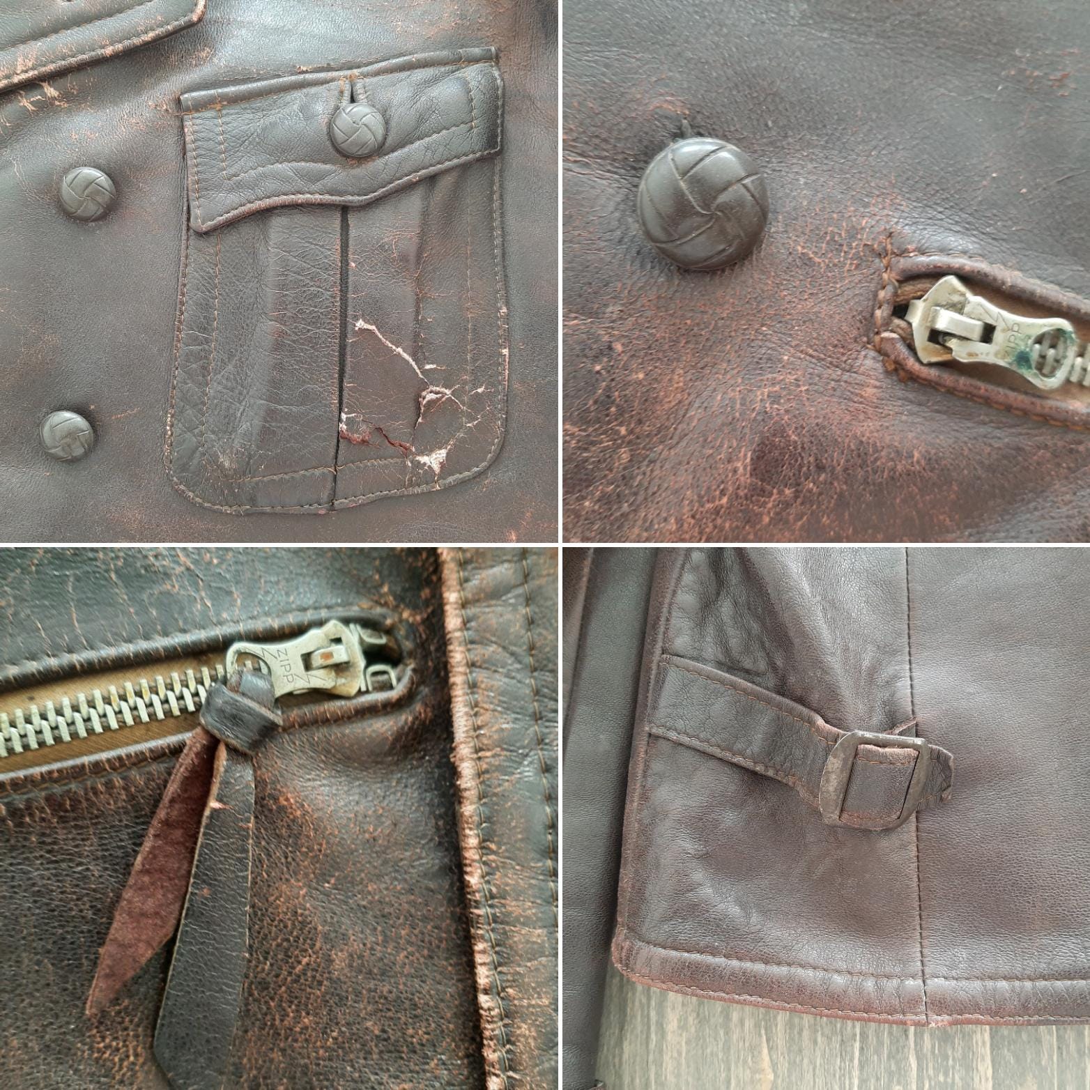 RARE! Antique 1920s/1930s Brown LEATHER JACKET*MOTORCYCLE LEATHER