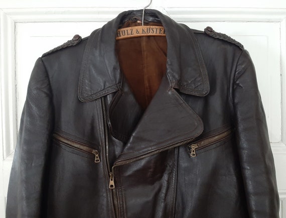 RARE! Antique 1940s German Brown Haelson LEATHER JACKET*MOTORCYCLE
