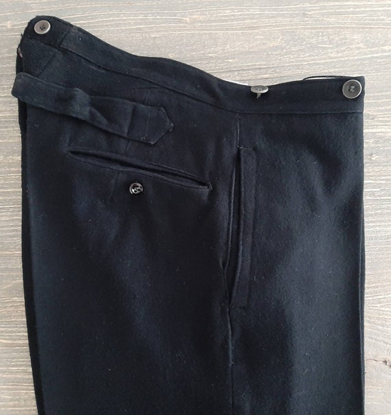 .RAR! antique black 1920/30s MEN'S TROUSERS*WOOL … - image 1