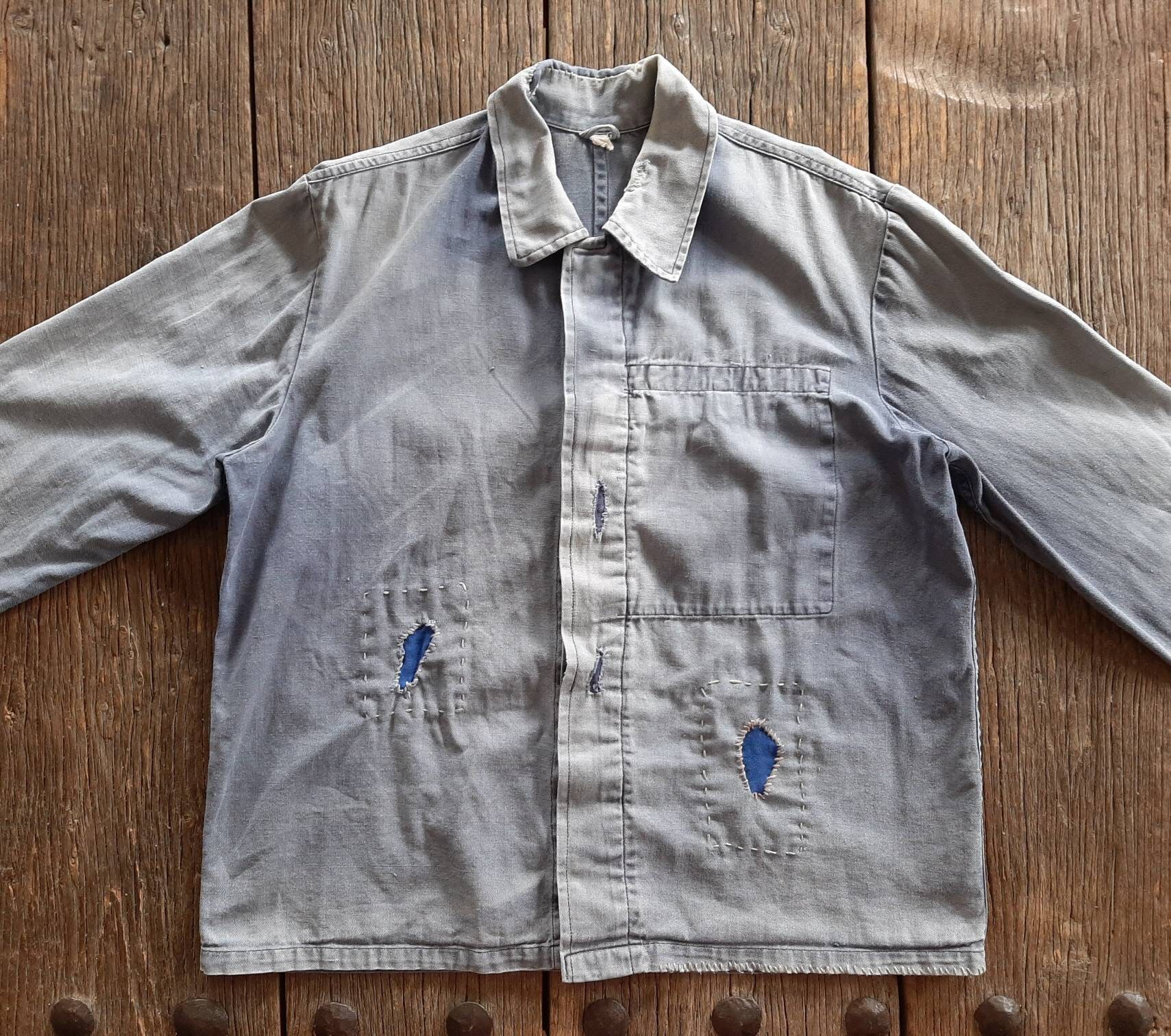 Old German 60s Blue Work Jacket*work Jacket, Colour-faded Old German 60s Blue Work Jacket*work Jacket, Colour-faded