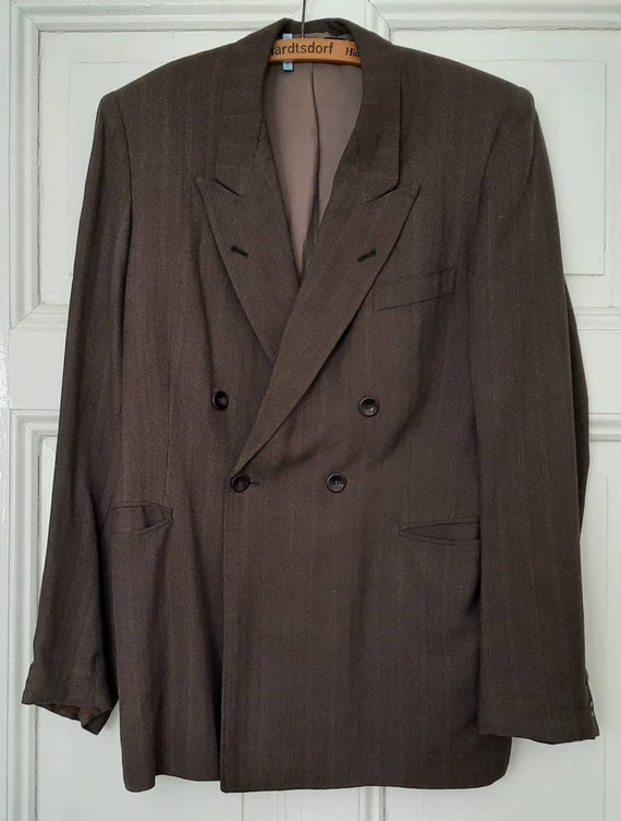 RARE ! antique brown SUIT JACKET*MEN'S JACKET dou… - image 1