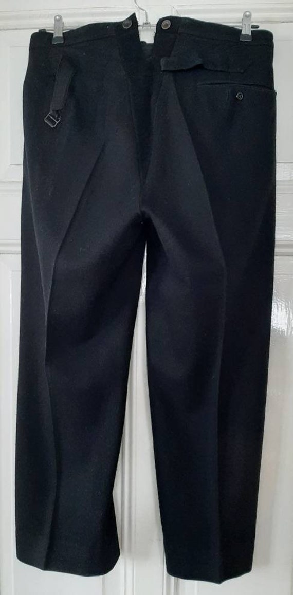 .RAR! antique black 1920/30s MEN'S TROUSERS*WOOL … - image 4