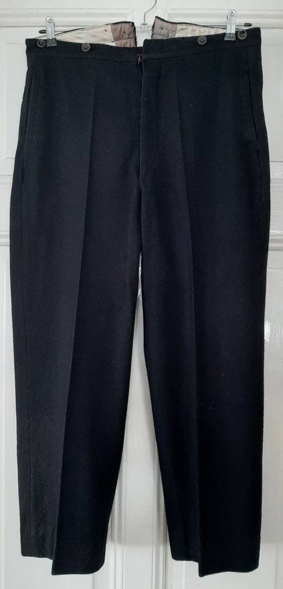 .RAR! antique black 1920/30s MEN'S TROUSERS*WOOL … - image 3