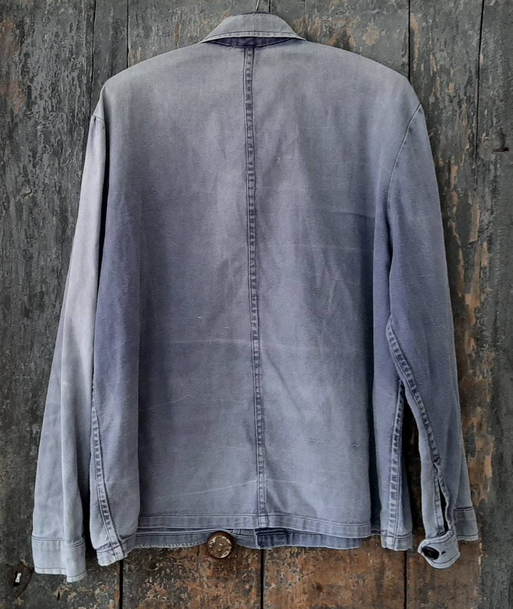 Men's VTG 60s Blue Work Jacket Sz Small 36 1960s Rayon Blend