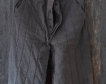 old German 40s winter wadding trousers*quilted work wadding trousers*antique workwear winter*grey colour*sun-bleached*cotton