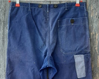 パンツ French vintage work trousers 30s Vintage French work chore pants blue farmers 1920s-30s