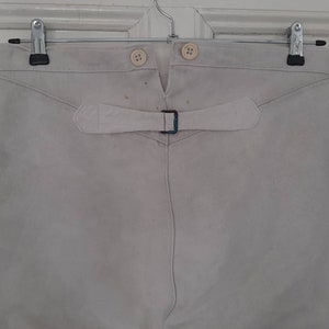 RARE! antique French 1930/1940s MOLESKIN trousers*MEN&#39;S TROUSERS*work trousers with buckle back