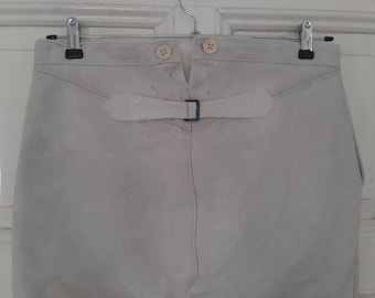 RARE! antique French 1930/1940s MOLESKIN trousers*MEN&#39;S TROUSERS*work trousers with buckle back