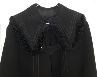 RARE! antique black CAPE*CARRIAGE COAT*Cape*Coat*Wool coat around 1900