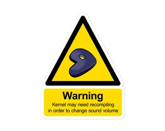 Gentoo kernel recompile parody warning sticker