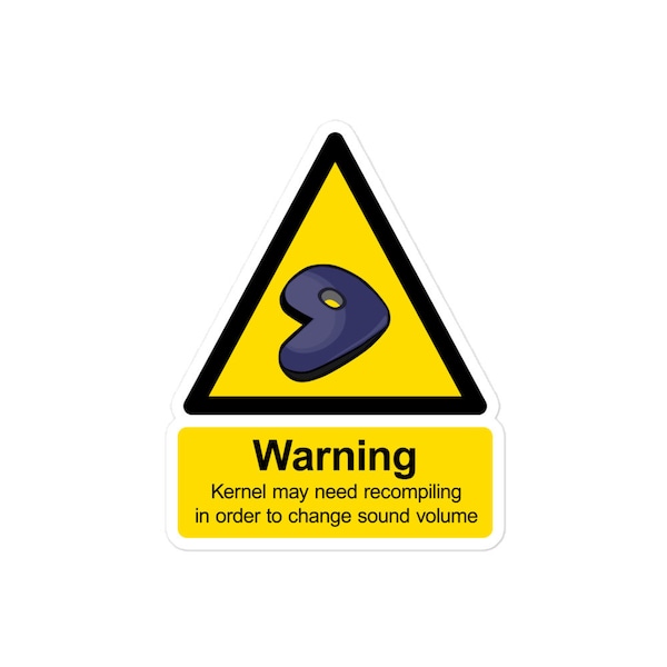 Gentoo kernel recompile parody warning sticker