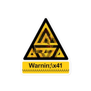 Memory corruption glitch warning sticker