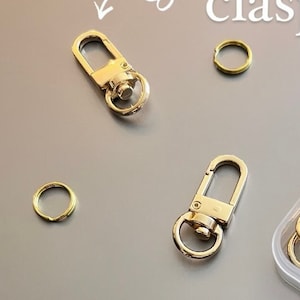 Additional Clasp and Split Ring | 34mm Lobster Clasp | 360 Swivel Clasp 1.3in | Small Keychain Ring 12mm | Cat Bell Charm| Dog Tag Clasp