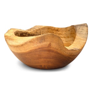 Natural Medium Live Edge Java Teak Wood Bowl