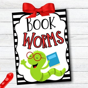 Printable &quot;Book Worms&quot; Tags – 2.5&quot;x3&quot; for Graduation, School Favors & More – 9 Tags per Sheet, Perfect for Gummy Worm Gifts
