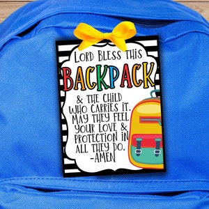 Backpack Prayer Tag - Sunday School Printable - Church Printable - Religious Tags-