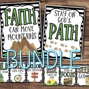 Vacation Bible School Bundle- 2 sign 6 tags- Sunday School Printable - Church Printable - Religious Tags- VBS Adventure