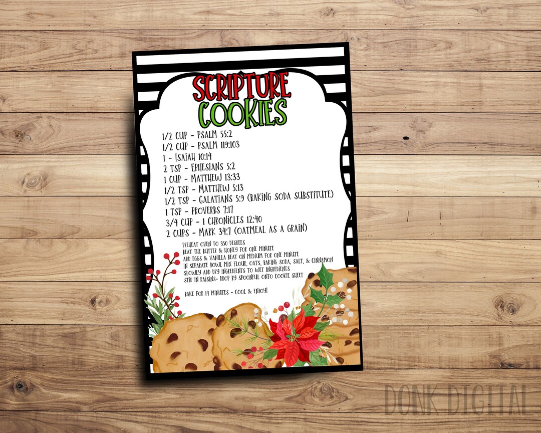 Scripture Cookies Printable Recipe Bible Verse Religious Christmas ...