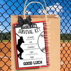 Baseball survival kit- Team Gift Printable - Sports Tags-