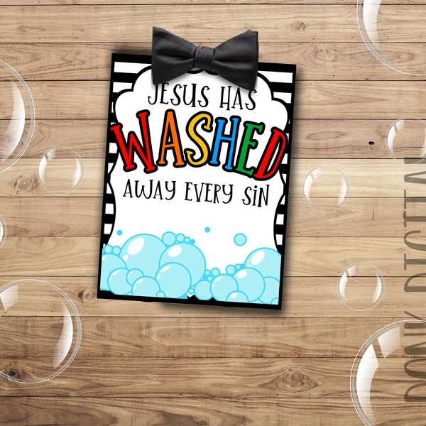 Jesus has WASHED away every sin - Sunday School Printable - Church Printable - Religious Tags-