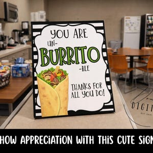 Burrito Thank You Sign: Teacher Staff Appreciation Gift (PDF)
