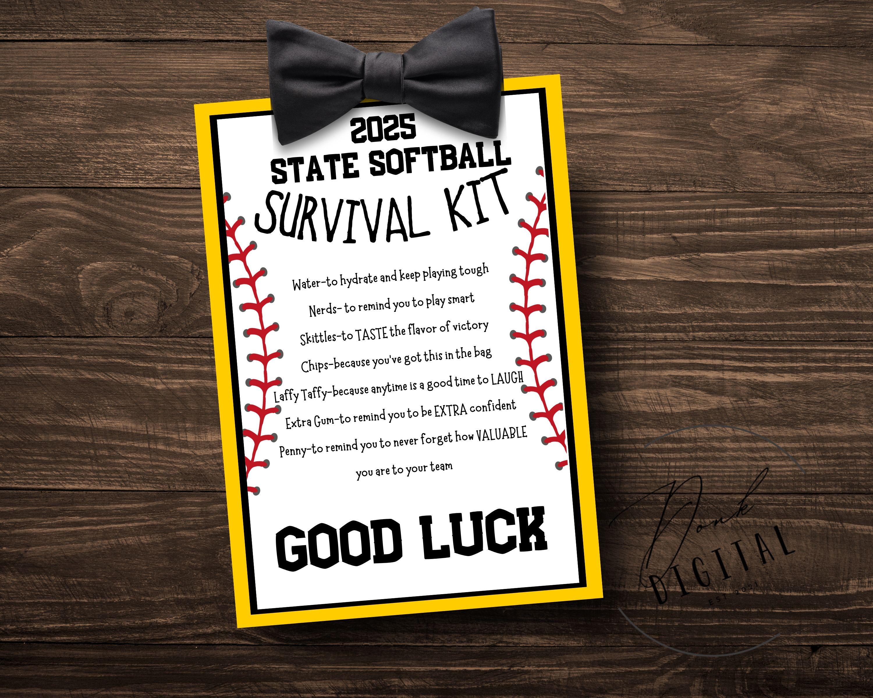 State Softball survival kit- Team Gift Printable - Sports Tags- Softball Gift - Instant Download-