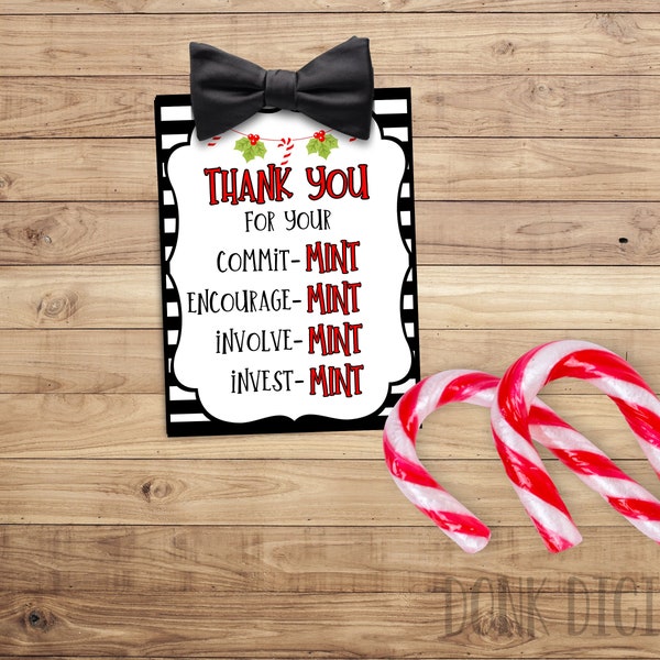 Christmas Mint Appreciation Tag - Appreciation Tag- Teacher Appreciation- Employee Gifts -Staff Appreciation-PTO PTA Themes-