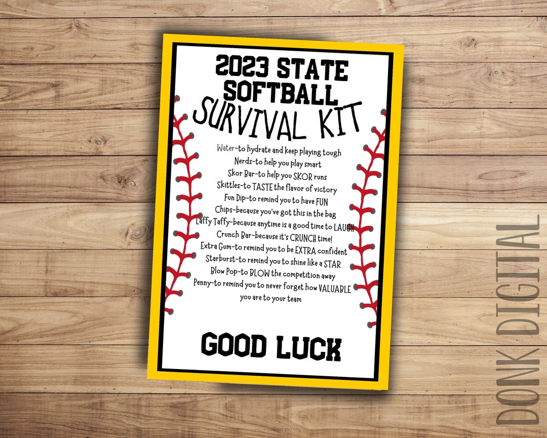 State Softball Survival Kit Team Gift Printable Sports Tags Softball