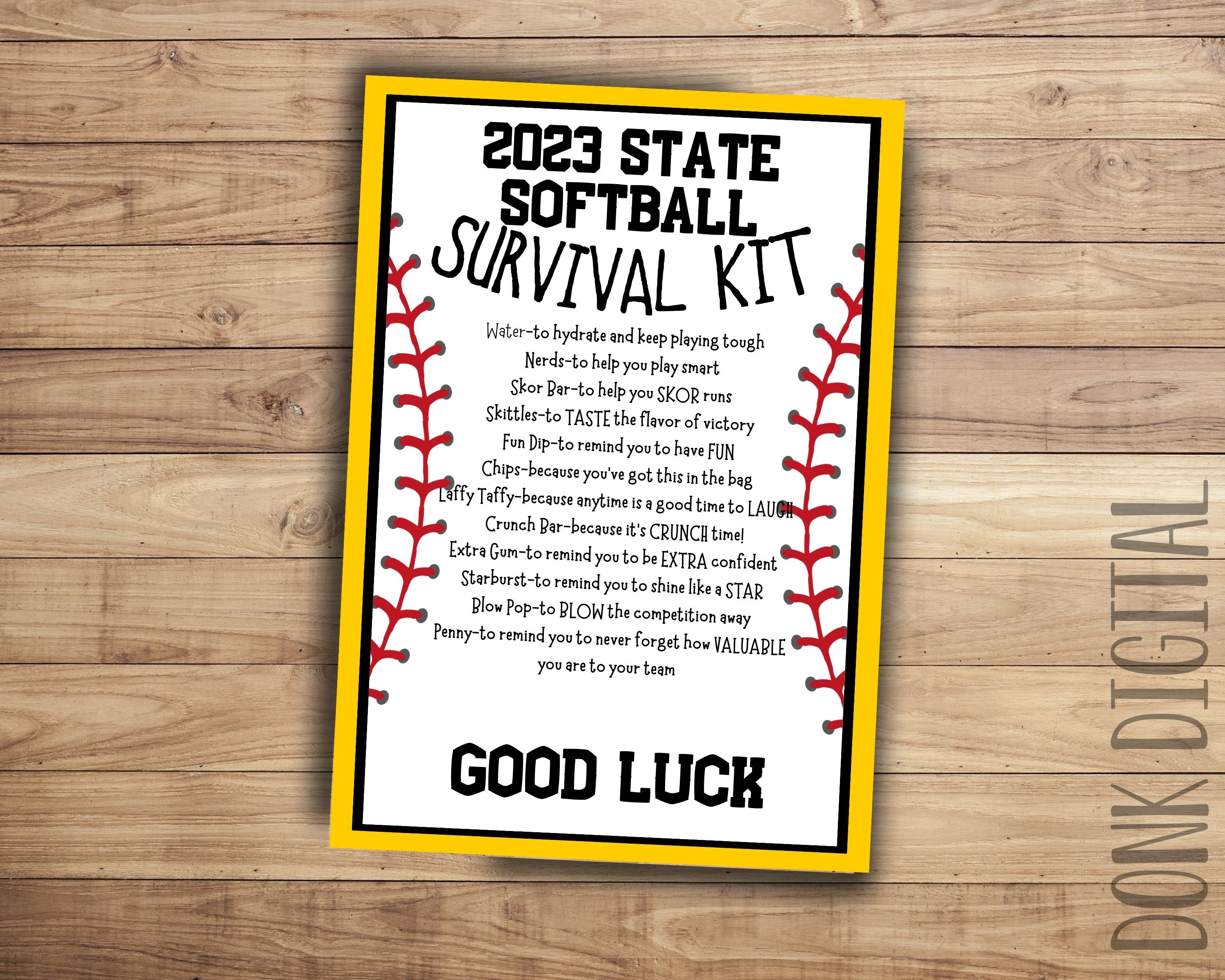 Softball Team Survival Kit Printable – Good Luck Gift (digital
