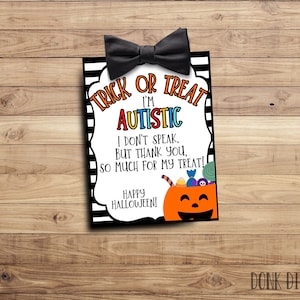 Autistic Halloween Treat Tags: Non Verbal Trick or Treat (PDF)
