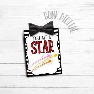 You are a STAR- Good Luck Favor Tags- PDF file Instant Download -  Team Gift Tags- Competition Gift